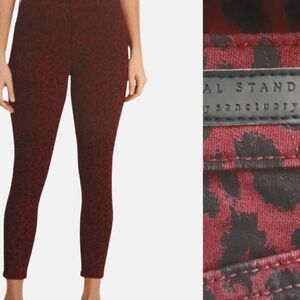 Sanctuary Jeans Social Standard Midrise Skinny Burgundy Leopard Print‎ Sz…